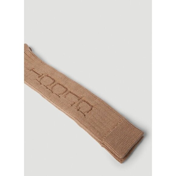 NWT GUCCI BEIGE SOCKS LOGO SZ L 100% Authentic Debossed - Picture 4 of 10